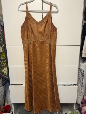 torrid Copper Lace-Trim Satin Slip Dress